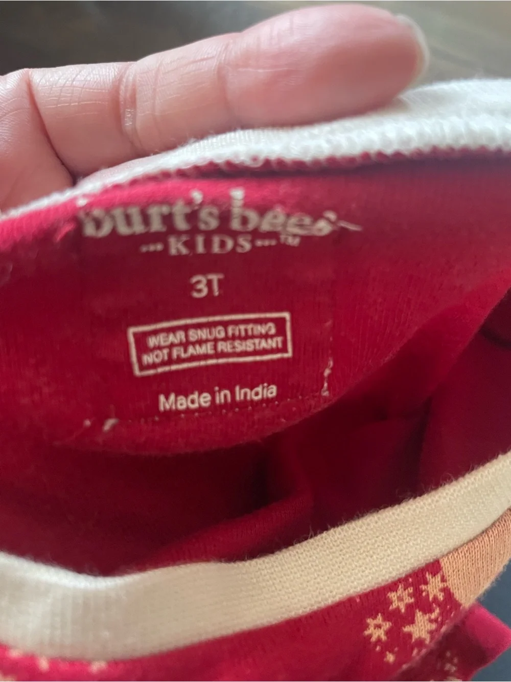 Burt's Bees Red Reindeer Pajama Set with Cream Trim